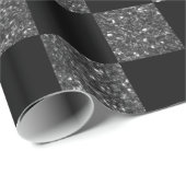 Checkered Muster des schwarzen Glitters des Geschenkpapier (Rolleneckpunkt)