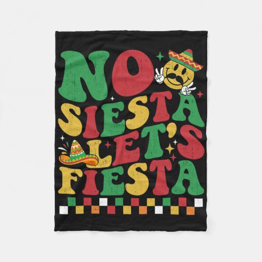 Checkered No Siesta Let's Fiesta Funny Cinco De Ma Fleecedecke (Vorderseite)