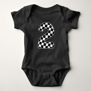 Checkered Number 2 Car Racing Flag 2. Geburtstag Baby Strampler