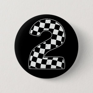 Checkered Number 2 Car Racing Flag 2. Geburtstag Button