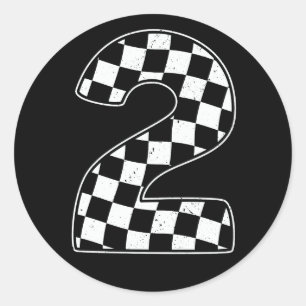 Checkered Number 2 Car Racing Flag 2. Geburtstag Runder Aufkleber