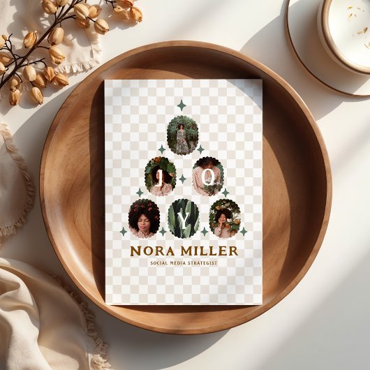 Checkered Pattern Foto Business Weihnachtsbaum Feiertagskarte