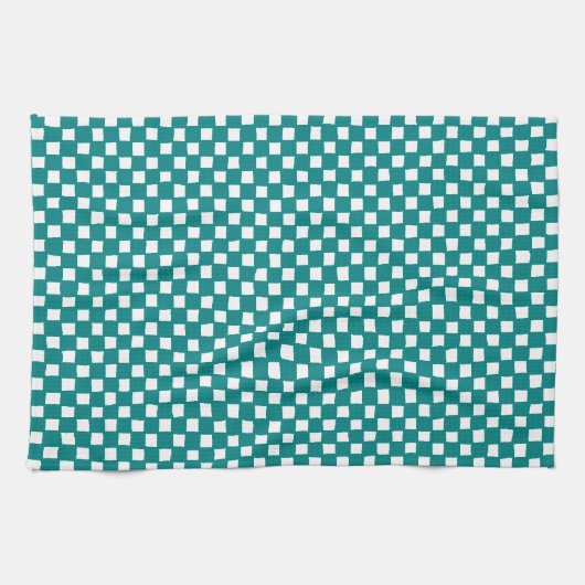 checkered pattern (teal) küchentuch (Horizontal)