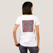Checkered Pattern With Red Hearts & Shapes T-Shirt (Schwarz voll)