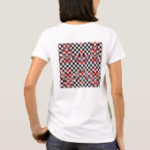 Checkered Pattern With Red Hearts & Shapes T-Shirt (Rückseite)