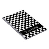 Checkered personalisierter Schwarzweiss-Name Notizblock (Rechte Seite)