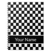 Checkered personalisierter Schwarzweiss-Name Notizblock (Vorderseite)