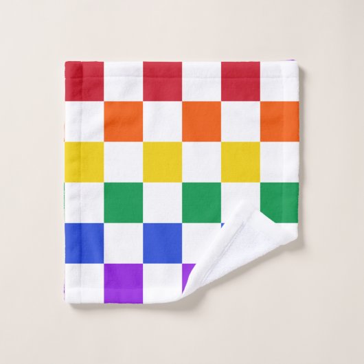 Checkered Regenbogen-kariertes buntes Badhandtuch Set (Waschlappen)