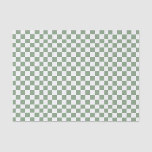 Checkered Sage Green and White Seidenpapier (Vorderseite)