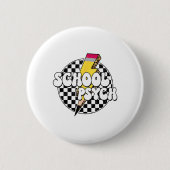 Checkered School Psychologist Pencil Lightning Bol Button (Vorderseite)