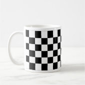 Checkered Schwarzweiss-Auto, das Flagge läuft Kaffeetasse (Links)