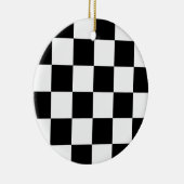 Checkered Schwarzweiss-Auto, das Flagge läuft Keramik Ornament (Rechts)