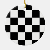 Checkered Schwarzweiss-Auto, das Flagge läuft Keramik Ornament (Vorne)