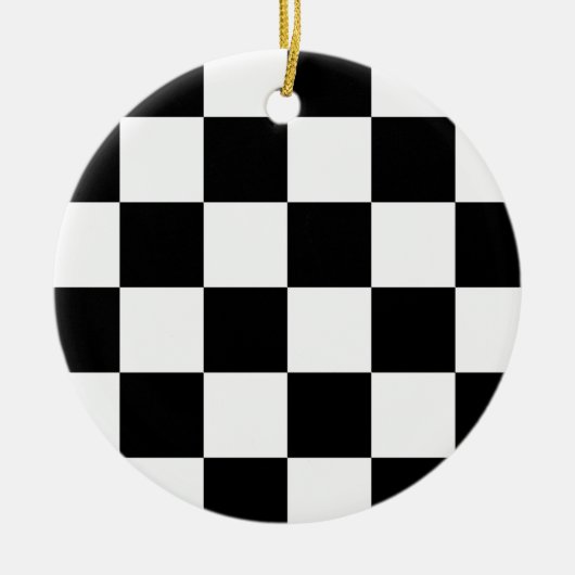 Checkered Schwarzweiss-Auto, das Flagge läuft Keramik Ornament (Vorne)
