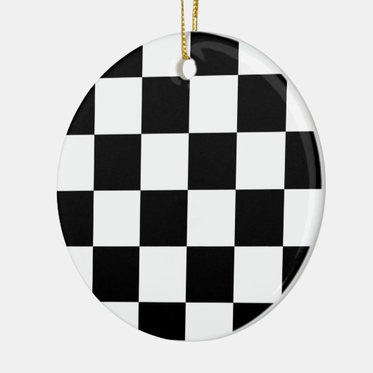 Checkered Schwarzweiss-Auto, das Flagge läuft Keramik Ornament (Links)