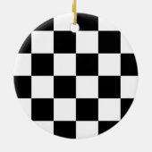 Checkered Schwarzweiss-Auto, das Flagge läuft Keramik Ornament (Hinten)
