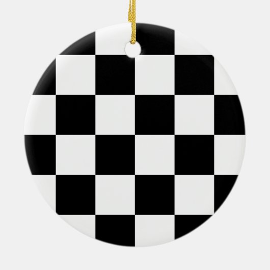 Checkered Schwarzweiss-Auto, das Flagge läuft Keramik Ornament (Hinten)