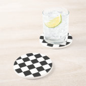 Checkered Schwarzweiss-Auto, das Flagge läuft Sandstein Untersetzer (Seite)