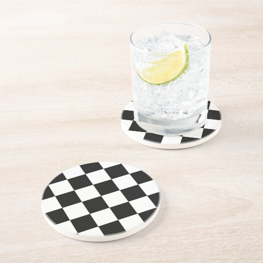 Checkered Schwarzweiss-Auto, das Flagge läuft Sandstein Untersetzer (Seite)