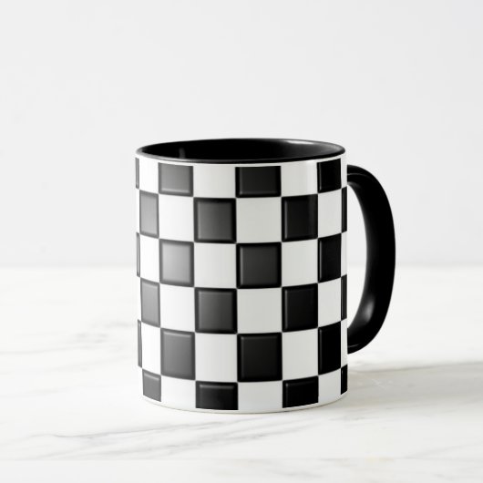 Checkered Schwarzweiss-Tasse Tasse (VorderseiteRechts)