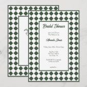 Checkered Simple Modern Dark Green Bridal Shower Einladung (Vorne/Hinten)