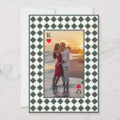 Checkered Simple Modern Dark Green Wedding Einladung (Rückseite)