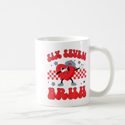Checkered Six Seven Bruh Hearts 67 Valentines Day  Kaffeetasse (Rechts)