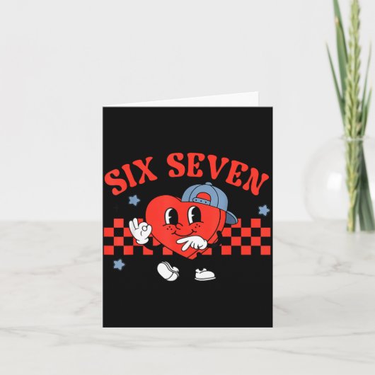 Checkered Six Seven Cool Hearts 67 Valentines Day Karte (Vorderseite)