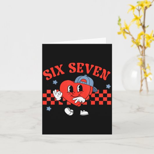 Checkered Six Seven Cool Hearts 67 Valentines Day  Karte (Gelbe Blume)