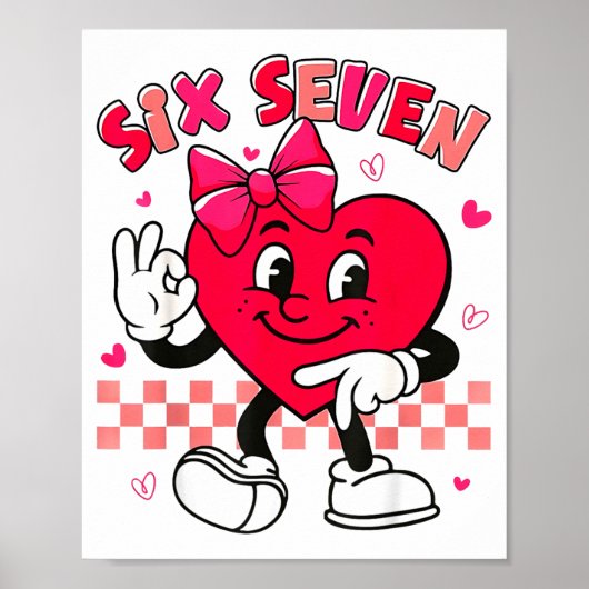 Checkered Six Seven Cool Hearts 67 Valentines Day Poster (Vorne)