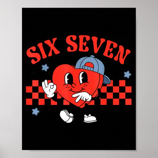 Checkered Six Seven Cool Hearts 67 Valentines Day Poster (Vorne)