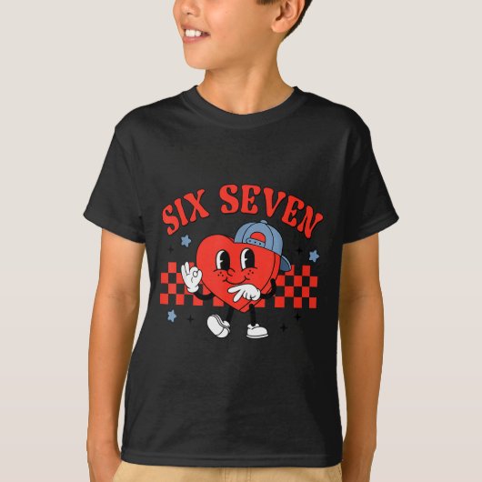 Checkered Six Seven Cool Hearts 67 Valentines Day T-Shirt (Vorderseite)