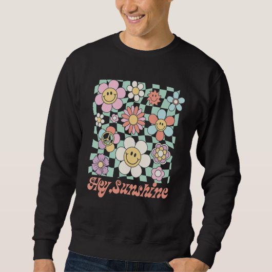 Checkered Smile Face Sun Flower Sunshine Peace Hip Sweatshirt (Vorderseite)