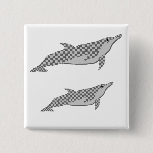 Checkered Spinnerdelphin-Krawatte Button (Vorderseite)