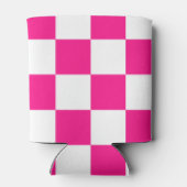 Checkered squares hot pink white geometric retro dosenkühler (Rückseite)