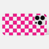 Checkered squares hot pink white geometric retro iPhone hülle (Rückseite (Horizontal))