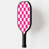 Checkered squares hot pink white geometric retro pickleball schläger (Links)