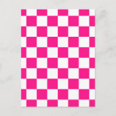 Checkered squares hot pink white geometric retro postkarte (Vorderseite)