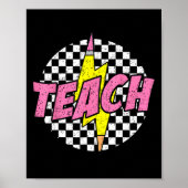 Checkered Teach Pencil Lightning Bolt Back To Scho Poster (Vorne)