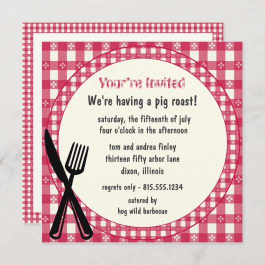 Checkered Tischdecke-Party Einladung (Vorne/Hinten)