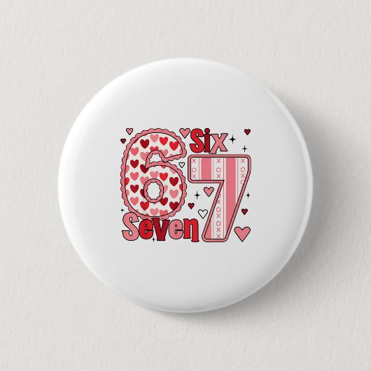 Checkered Valentine Cute Six Seven 6 7 Meme Teens  Button (Vorderseite)