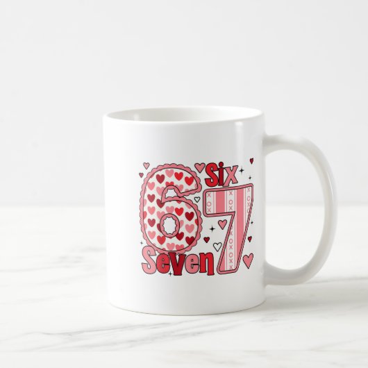 Checkered Valentine Cute Six Seven 6 7 Meme Teens Kaffeetasse (Rechts)