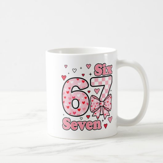 Checkered Valentine Cute Six Seven 6 7 Meme Teens  Kaffeetasse (Rechts)