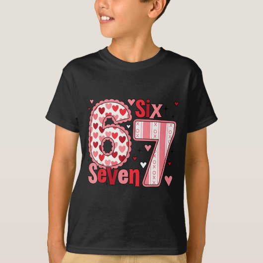 Checkered Valentine Cute Six Seven 6 7 Meme Teens  T-Shirt (Vorderseite)