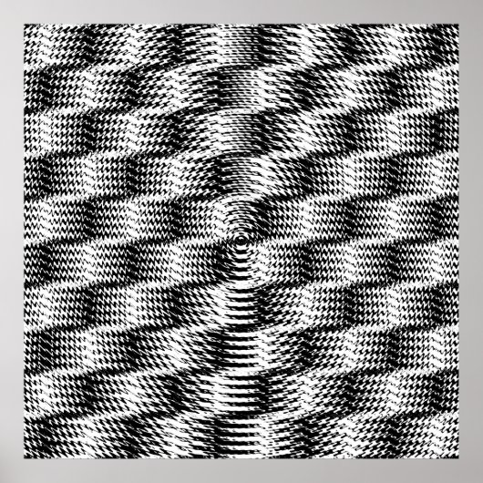 Checkered Wave Distortion BW Poster (Vorne)