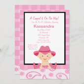 Checkered, Western-Cowgirl-Baby-Duschen-Einladung Einladung (Vorne/Hinten)