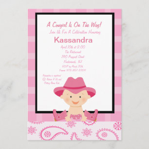 Checkered, Western-Cowgirl-Baby-Duschen-Einladung Einladung