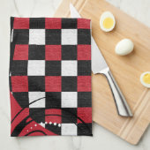 Checkered Wirbles Muster | dunkelrot, weiß, Handtuch (Viertel Falte)