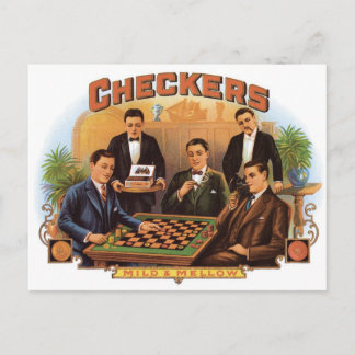 Checkers Mild & Mellow Cigars Vintage Etikettenkun Postkarte