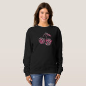 Checkers & Pink Hearts Patterned Cherries Sweatshirt (Vorne ganz)